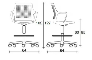 JOY 500 H - Swivel with 5-spoke base Nylon® stool with armrests by TALIN - view 3