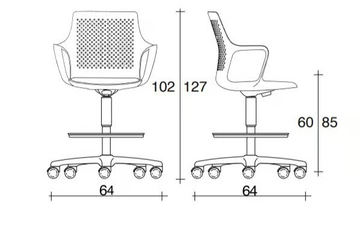 JOY 507 H - Swivel Nylon® stool with integrated cushion by TALIN - view 3