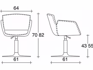 NUBIA 2901 - Swivel leather reception chair with armrests by TALIN - view 3