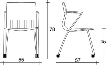 WEBBY 334R - Plastic chair with castors with armrests by TALIN - view 3