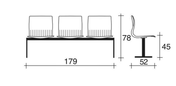 WEBBY 336 B3 - Freestanding plastic beam seating with armrests by TALIN - view 3