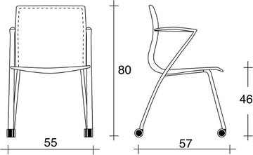 WEBTOP 384 R - Upholstered leather chair with castors with armrests by TALIN - view 3