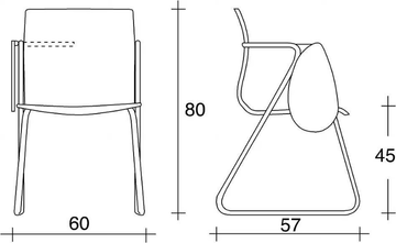 WEBWOOD 352 TDX - Sled base multi-layer wood training chair with armrests with writing tablet by TALIN - view 3