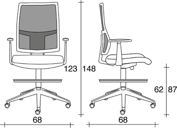 ALLYNET 1763 - Mesh drafting stool with armrests with 5-Spoke base by TALIN - view 3