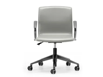 WEBTOP 393 - Tanned leather office chair with castors with armrests with 5-Spoke base by TALIN - view 2
