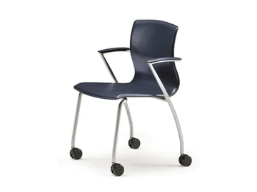 WEBTOP 384 R - Upholstered leather chair with castors with armrests by TALIN - view 2