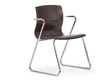 WEBWOOD 351 - Sled base multi-layer wood chair with armrests by TALIN - view 2