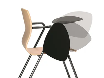 WEBWOOD 352 TDX - Sled base multi-layer wood training chair with armrests with writing tablet by TALIN - view 2