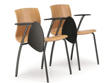 WEBWOOD 358 TDX - Multi-layer wood training chair with armrests with writing tablet by TALIN - view 2