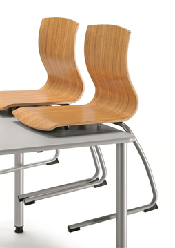 WEBWOOD 356 - Stackable cantilever multi-layer wood chair with armrests by TALIN - view 3