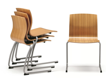 WEBWOOD 356 - Stackable cantilever multi-layer wood chair with armrests by TALIN - view 2