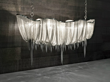 ATLANTIS A16-17-18 - Brass chains and metal structure plated pendant lamp by Terzani - view 2