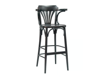 N° 135 - Wooden bar stool with back and footrest by TON - view 2