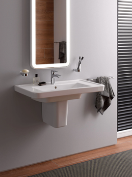 CF LW137Y - Rectangular wall-mounted ceramic washbasin by TOTO - view 3