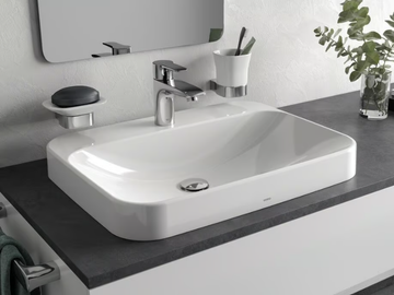 LF L5615CE / L5616CE - Semi-inset rectangular ceramic washbasin by TOTO - view 2
