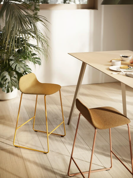 BISELL METAL - Sled base upholstered stool with back by TREKU - view 3
