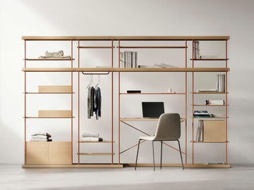 BOST 25 - Open sectional steel and wood bookcase with secretary desk by TREKU - view 3