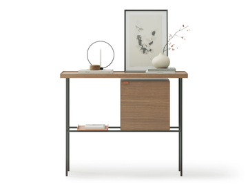 KUTXA - Rectangular wooden and metal console table with shelving by TREKU - view 2