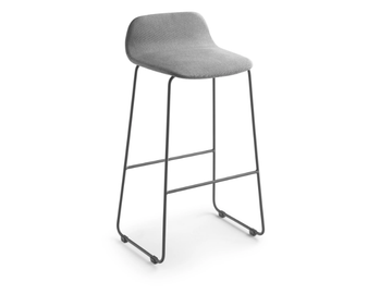 BISELL METAL - Sled base upholstered stool with back by TREKU - view 2