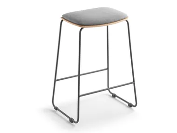 BISELL METAL - Sled base wooden stool with integrated cushion by TREKU - view 2