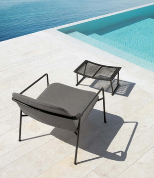 CORAL - Rectangular rope garden footstool by Talenti - view 3