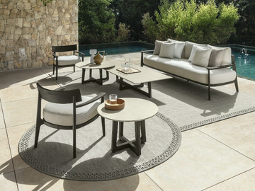 EVER - Round rosewood and porcelain stoneware coffee table by Talenti - view 3
