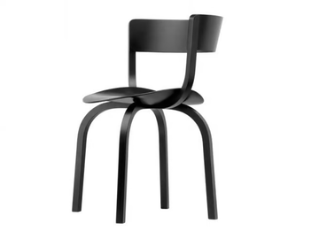 404 F - Wooden chair with armrests by Thonet - view 2
