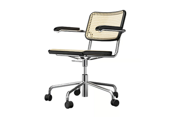 S 64 VDR - Swivel wicker chair with castors with 5-spoke base by Thonet - view 3