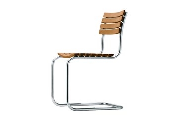 S 40 - Cantilever solid wood garden chair with armrests by Thonet - view 2