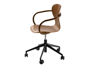 S 220 FDRW - Wooden chair with castors with armrests by Thonet - view 2