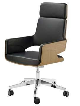 S 845 DRWE / PVDRWE - Leather office chair with castors with armrests with 5-Spoke base by Thonet - view 3