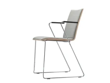 S 182 PFST - Sled base upholstered chair with armrests by Thonet - view 2