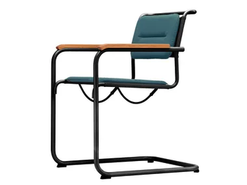 S 34 N Thonet All Seasons cushion - Cantilever fabric garden chair with armrests by Thonet - view 2