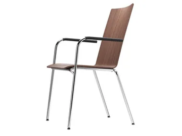 S 164 F - Stackable chair with armrests by Thonet - view 2