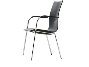 S 168 F - Stackable plywood chair with armrests by Thonet - view 2