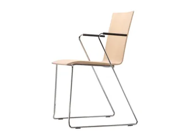 S 182 FST - Sled base plywood chair with armrests by Thonet - view 2