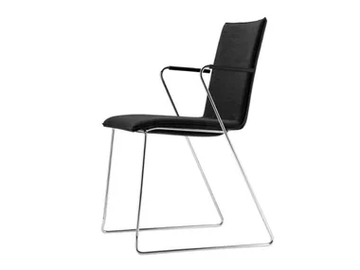 S 182 PVFST - Sled base upholstered chair with armrests by Thonet - view 2