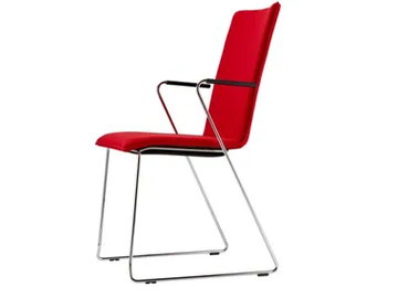 S 184 PVFST - Sled base upholstered chair with armrests by Thonet - view 2