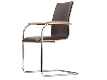S 54 PF - Cantilever upholstered chair with armrests by Thonet - view 2