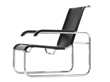 S 35 L - Sled base leather armchair with armrests by Thonet - view 2