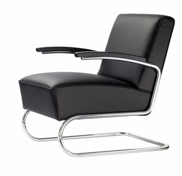 S 411 - Upholstered cantilever armchair with armrests by Thonet - view 2