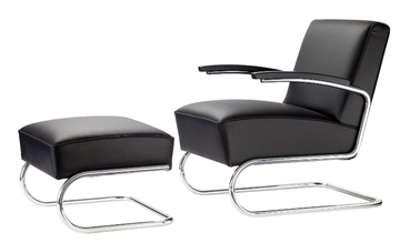 S 411 - Upholstered cantilever armchair with armrests by Thonet - view 3