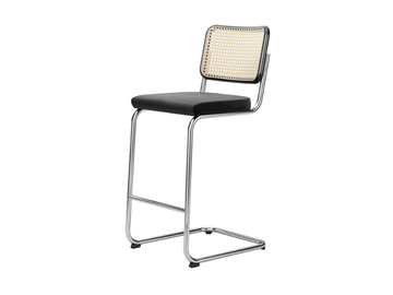 S 32 SPVH - Cantilever upholstered stool with canework backrest by Thonet - view 2