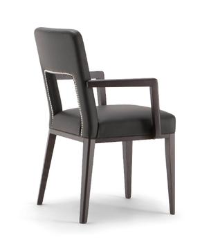MONTREAL - Upholstered leather chair with armrests open back by Tirolo - view 3