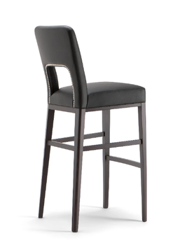 MONTREAL - Upholstered leather stool with back by Tirolo - view 3
