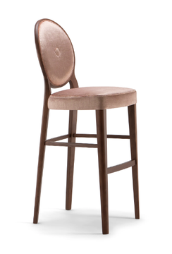 SOFIA - Solid wood stool with back with integrated cushion by Tirolo - view 3