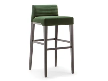 GINEVRA - Solid wood and fabric stool with bak by Tirolo - view 2