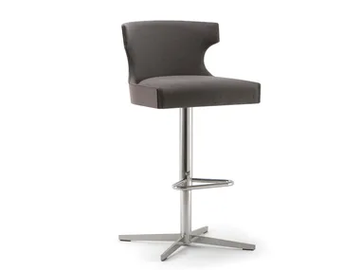 XIE - Contemporary style metal stool with 4-spoke base with back with footrest by Tirolo - view 2