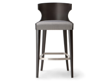 XIE - Solid wood stool with back with integrated cushion by Tirolo - view 2