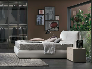 SOGNO - Upholstered leather double bed by Tomasella - view 2